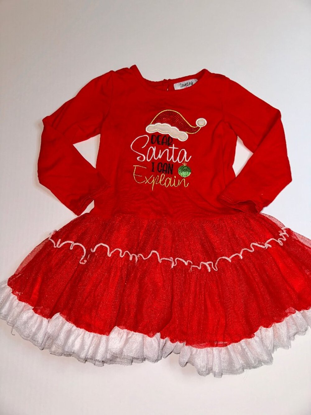 Counting Daisies Christmas Dear Santa Fluffy Red Tulle Party Dress Girl's 4T 734